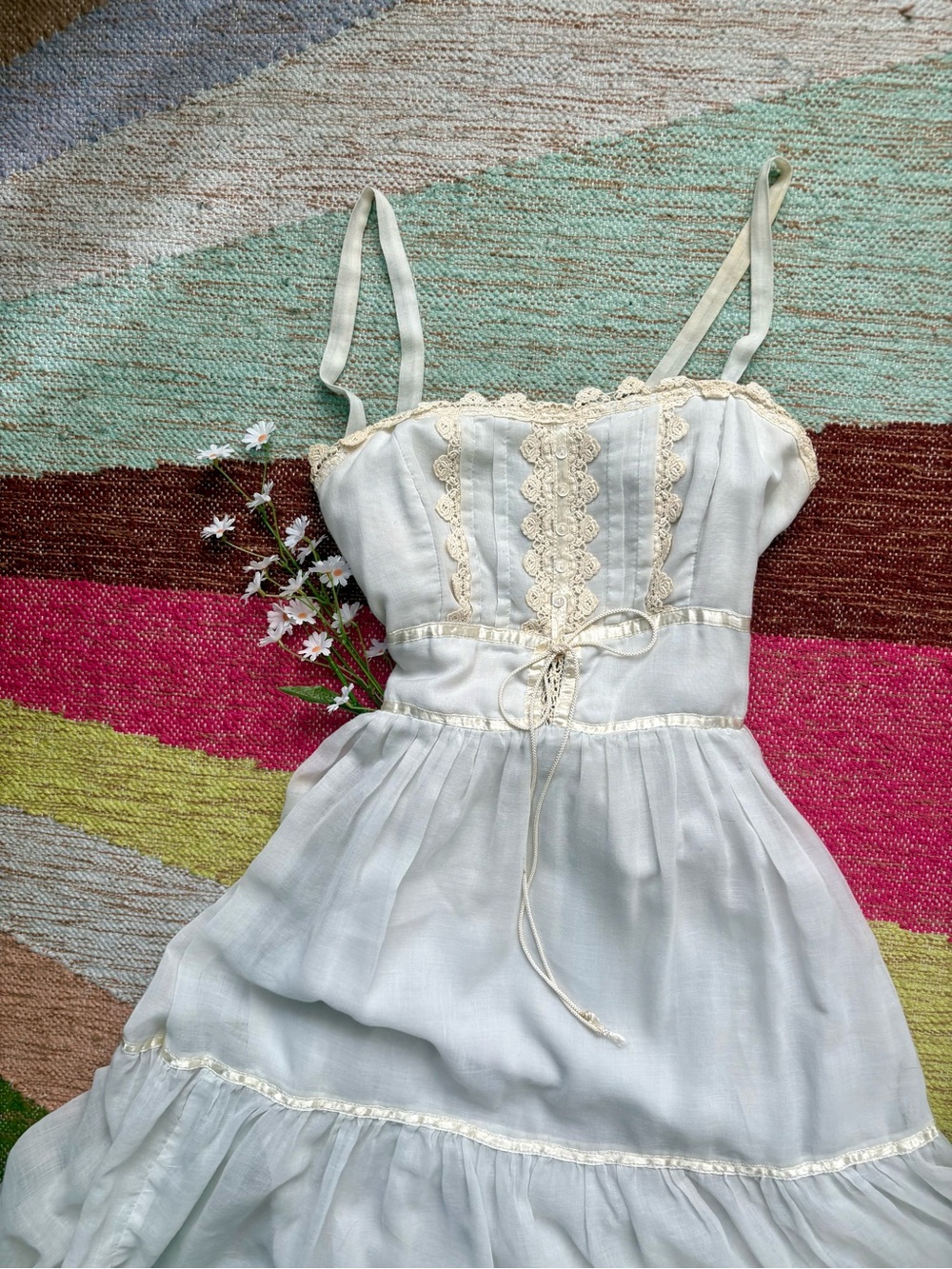Gunne Sax Lace-Trim Slip Dress